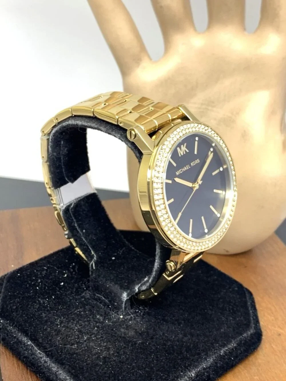 Michael Kors Women's Watch MK7547 Corey Quartz Black Dial Gold Tone Steel 38mm